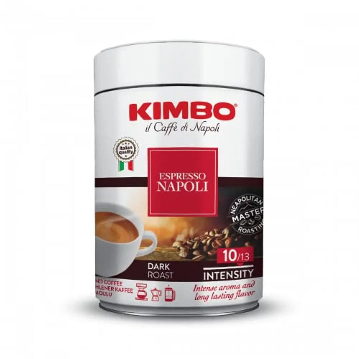 Order Kimbo - Espresso Coffee Napoli Tin - 250g for LE 440.00 at Coffee & Cream, All your coffee needs in one place. Shop Coffee, Beans, Ground Coffee, Instant Coffee, Creamers, Coffee Machines, Blenders, and more. 50+ Brands Monin, Lavazza, Starbucks, Ne