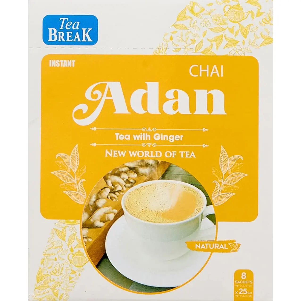 Order Tea Break - Instant Adan Chai with ginger - 8 sachets * 25g for LE 60.00 at Coffee & Cream, All your coffee needs in one place. Shop Coffee, Beans, Ground Coffee, Instant Coffee, Creamers, Coffee Machines, Blenders, and more. 50+ Brands Monin, Lavaz