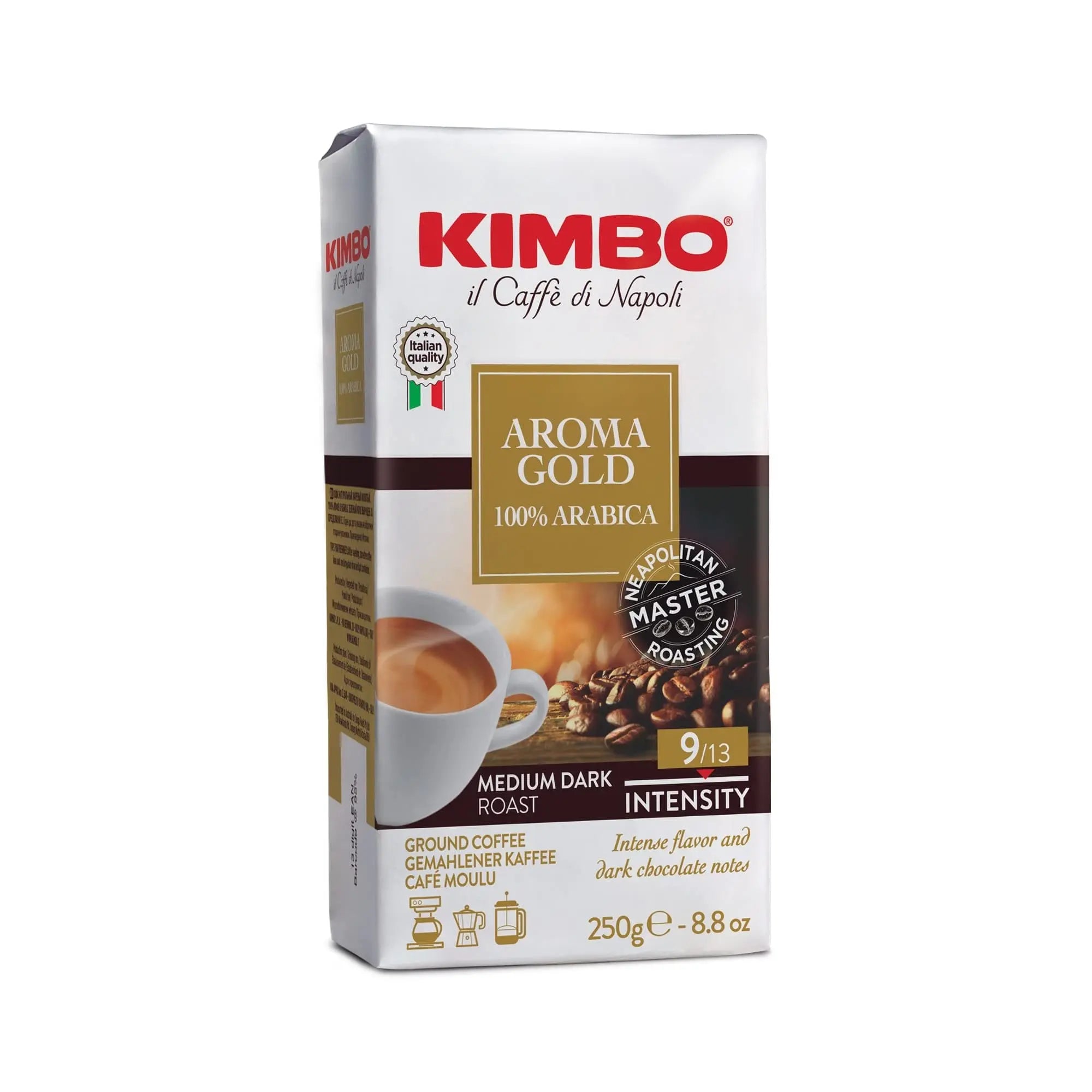 Kimbo - Aroma Gold 100% Arabica Ground Espresso Coffee - 250g at Coffee & Cream Egypt