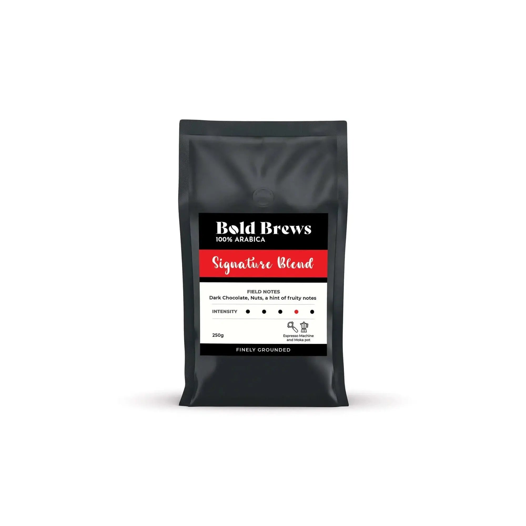 Bold Brews Signature Blend 100% arabica ground espresso 250g bag