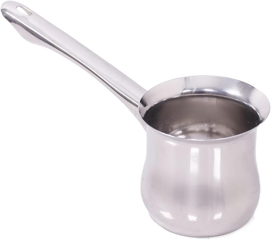 H&K Art Conic Stainless Steel Turkish Coffee Pot, Large - 250ml