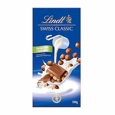 Lindt - Swiss Classic Milk Chocolate  With  Hazelnut- 100g Coffee & Cream