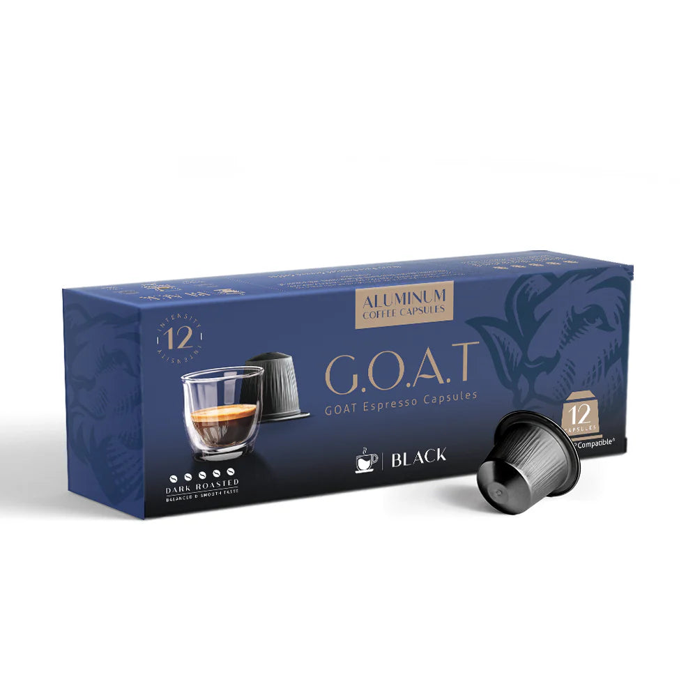 GOAT - Black Espresso Compatible By Nespresso-12 Aluminum Capsules