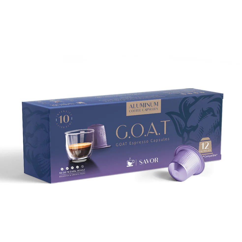 GOAT - Savor Espresso Compatible By Nespresso-12 Aluminum Capsules