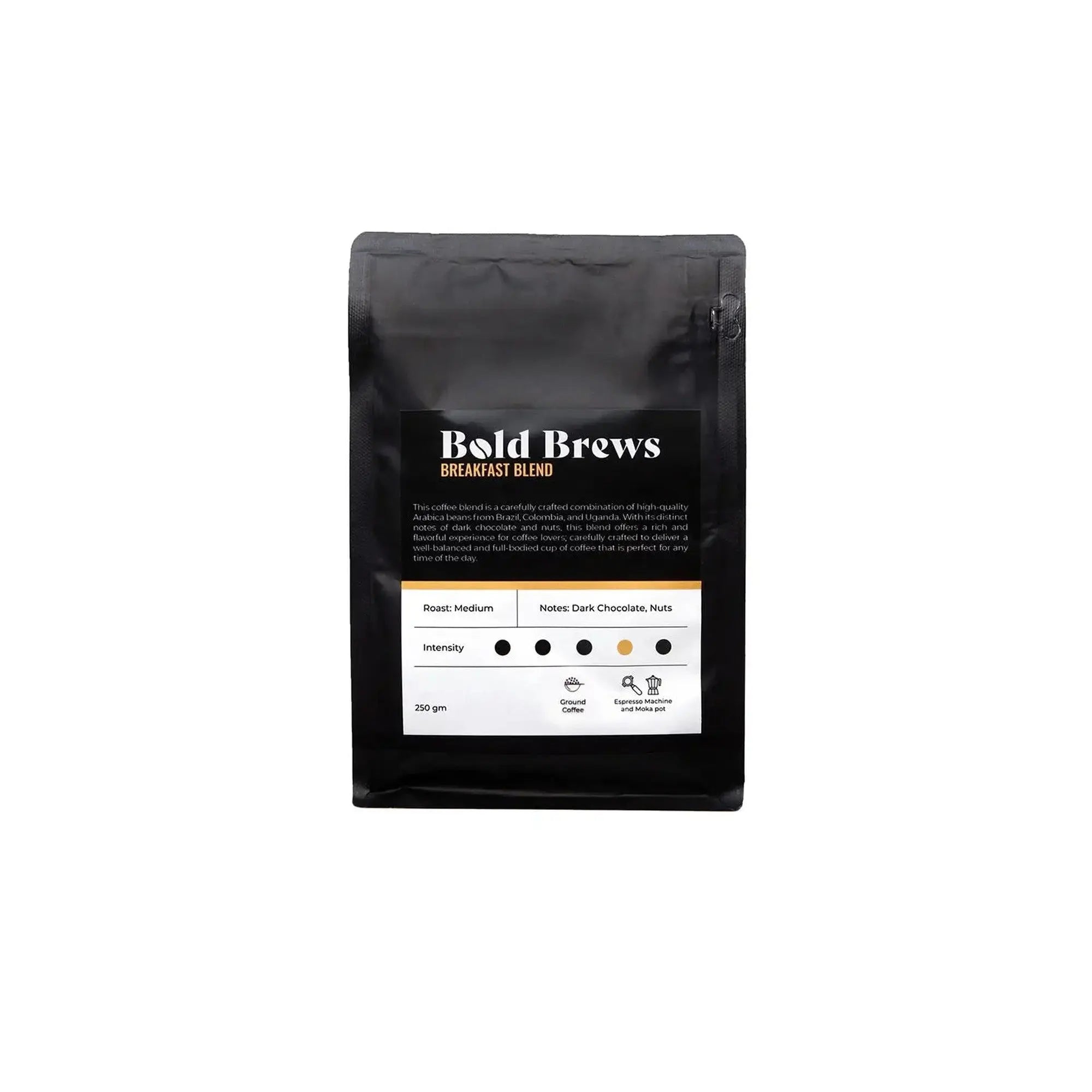 Order Bold Brews - Breakfast Blend Ground Coffee Espresso - 250g for LE 250.00 at Coffee & Cream, All your coffee needs in one place. Shop Coffee, Beans, Ground Coffee, Instant Coffee, Creamers, Coffee Machines, Blenders, and more. 50+ Brands Monin, Lavaz