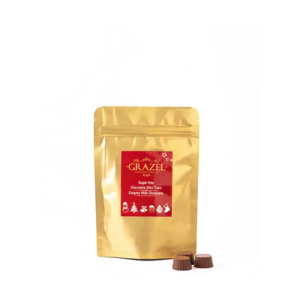 Grazel - Sugar free Milk Chocolate - Mini Cups for hot chocolate - 150g
