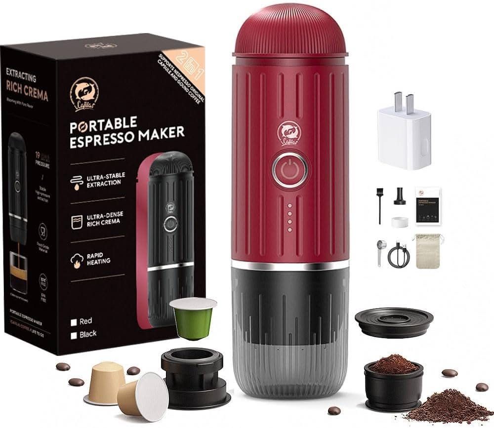 iCafilas - ME2218 Portable Espresso Maker - Hot/Cold - Red
