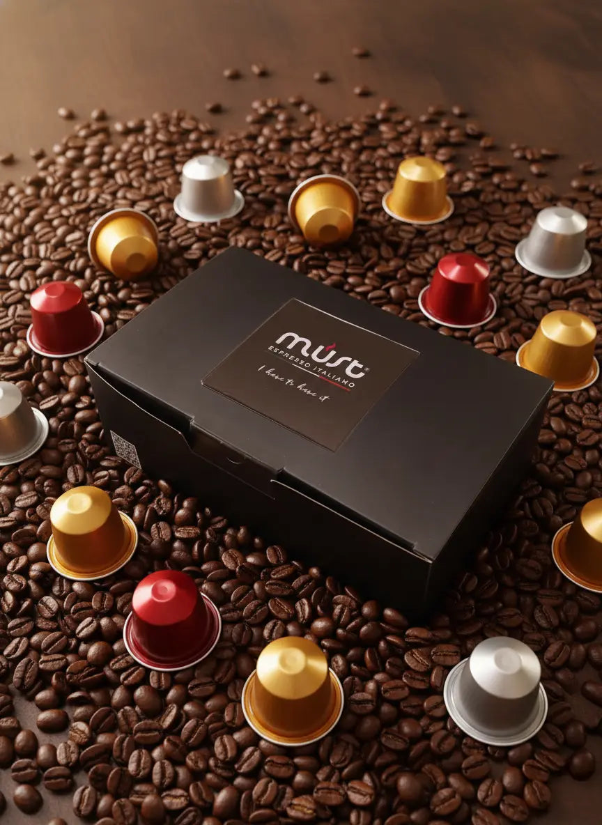Must -  Variety Compatible By Nespresso - 12 Variety Capsules + Carracci  Espresso cup Caffe Carracci