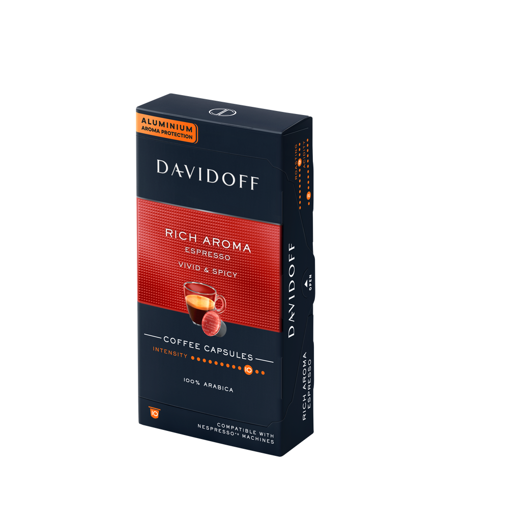 Order Davidoff - Rich Aroma Vivid & Spicy Compatible By Nespresso - 10 capsules for LE 315.00 at Coffee & Cream, All your coffee needs in one place. Shop Coffee, Beans, Ground Coffee, Instant Coffee, Creamers, Coffee Machines, Blenders, and more. 50+ Bran