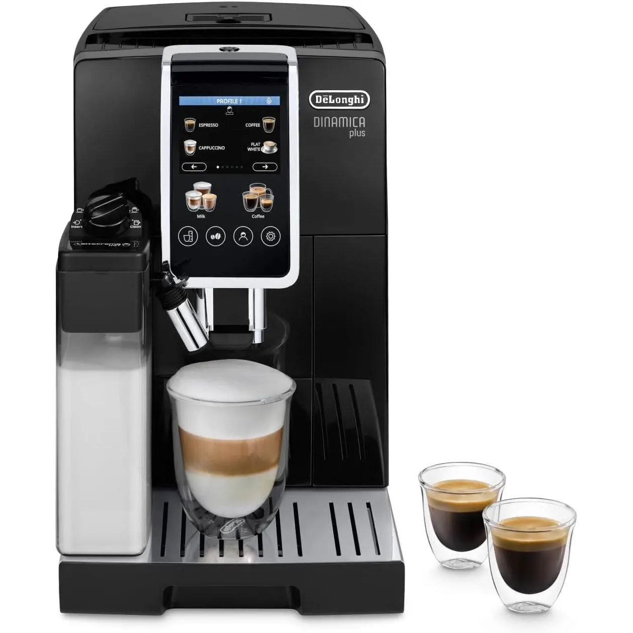 Order De'Longhi Dinamica Plus ECAM382.70.B Automatic Coffee Maker for Coffee Beans, Cappuccino Machine with LatteCrema Hot Espresso Machine, Cup with 18 Recipes, TFT Display 8.9 cm (3.5 Inches) 1450 W, for LE 68850.00 at Coffee & Cream, All your coffee ne