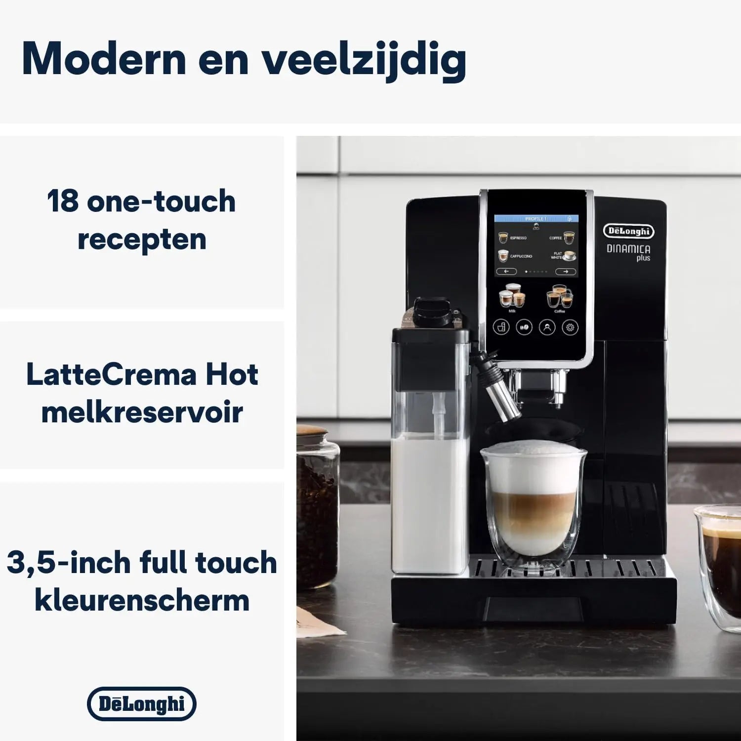 Order De'Longhi Dinamica Plus ECAM382.70.B Automatic Coffee Maker for Coffee Beans, Cappuccino Machine with LatteCrema Hot Espresso Machine, Cup with 18 Recipes, TFT Display 8.9 cm (3.5 Inches) 1450 W, for LE 68850.00 at Coffee & Cream, All your coffee ne