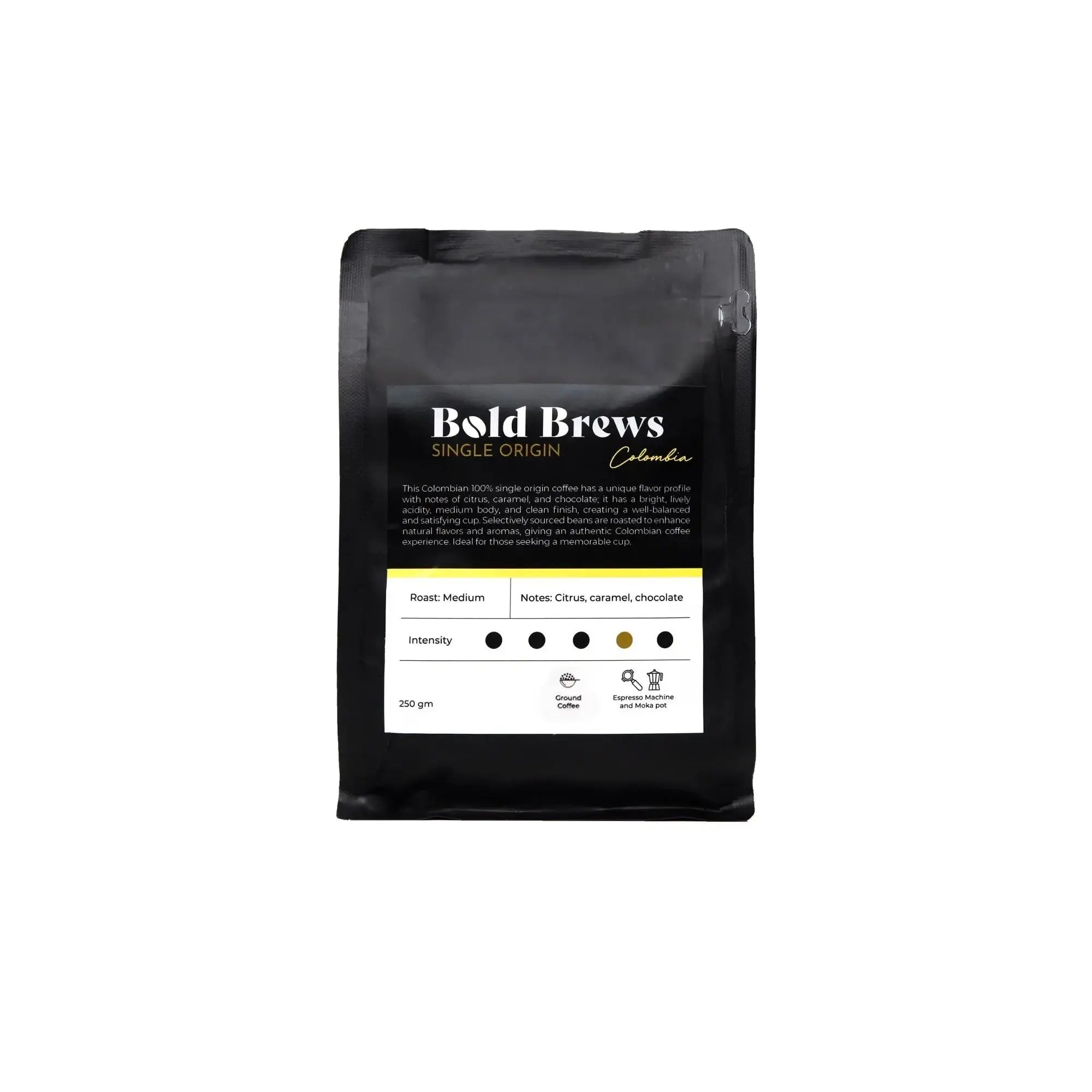 Order Bold Brews - Colombia Ground Coffee Espresso (Specialty Coffee)- 250g for LE 350.00 at Coffee & Cream, All your coffee needs in one place. Shop Coffee, Beans, Ground Coffee, Instant Coffee, Creamers, Coffee Machines, Blenders, and more. 50+ Brands M
