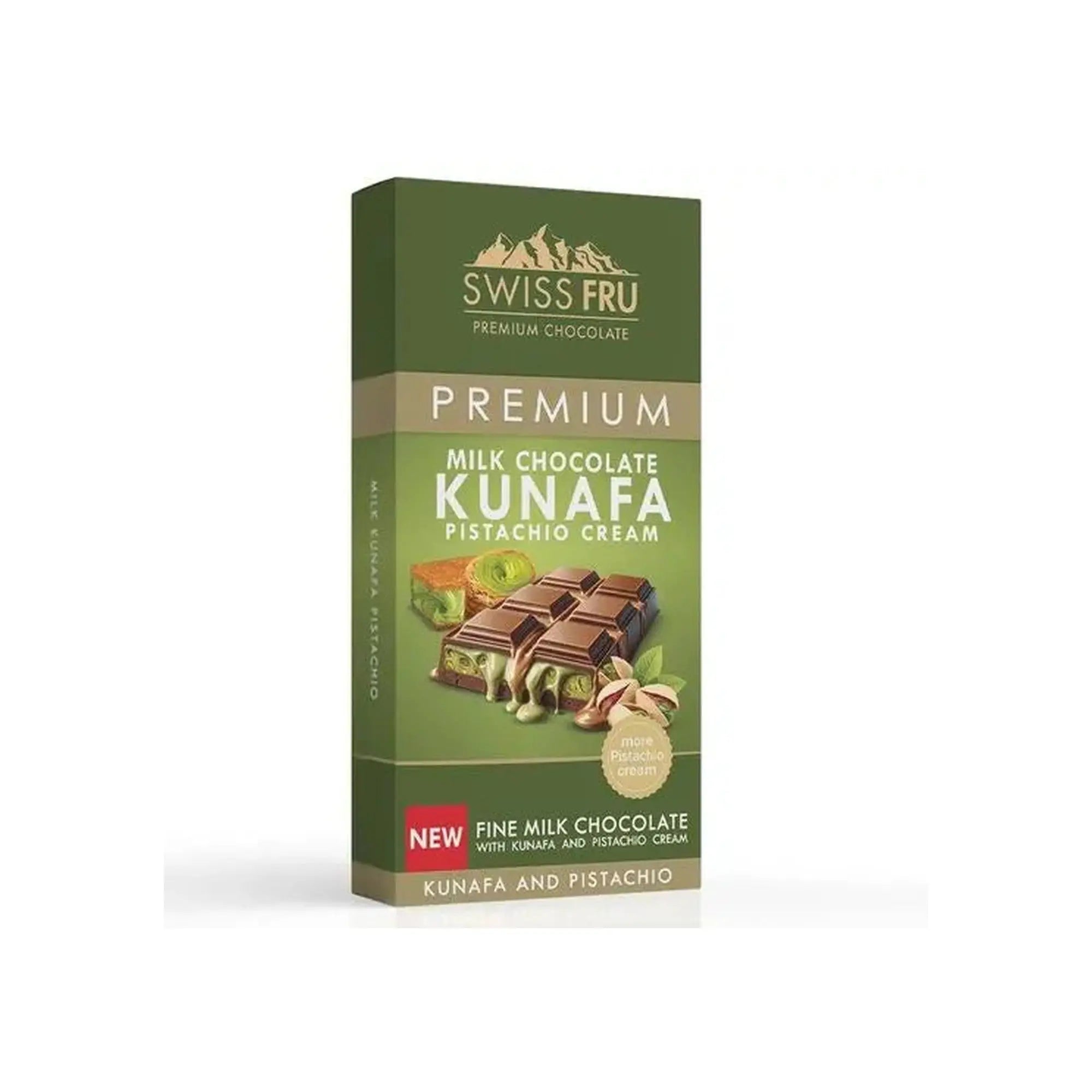 Swiss Fru - Premium Milk Chocolate KUNAFA Pistachio Cream - 150g at Coffee & Cream Egypt