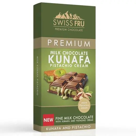 Swiss Fru - Premium Milk Chocolate KUNAFA Pistachio Cream - 150g Coffee & Cream