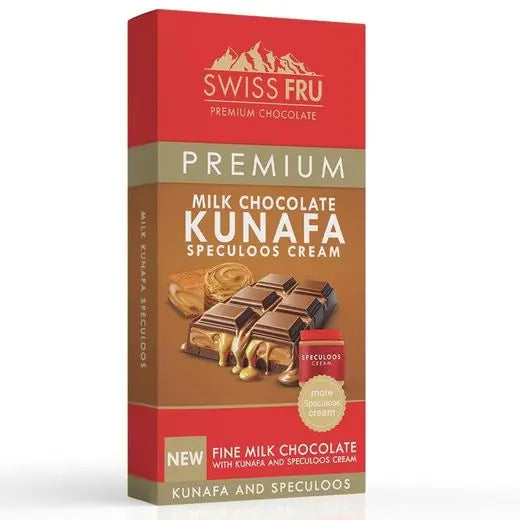Swiss Fru - Premium Milk Chocolate KUNAFA  With Lotus Cream - 150g Coffee & Cream