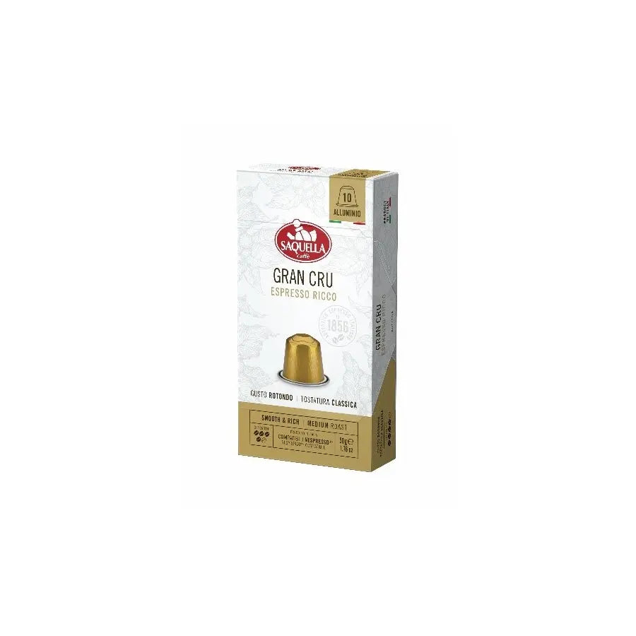 Saquella - Grand Cru Espresso Ricco Compatible With Nespresso - 10 capsules at Coffee & Cream Egypt