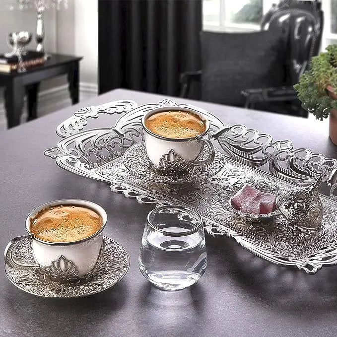 KGA1 KGA - Double Presentation White & Silver Coffee Set #7794 at Coffee & Cream Egypt