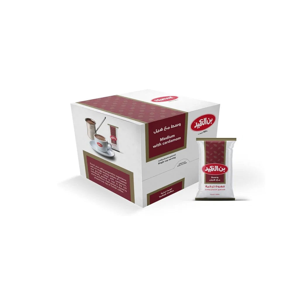 Al Ameed Jordanian Turkish Coffee Medium with Cardamom — 24 Sachets x 8g