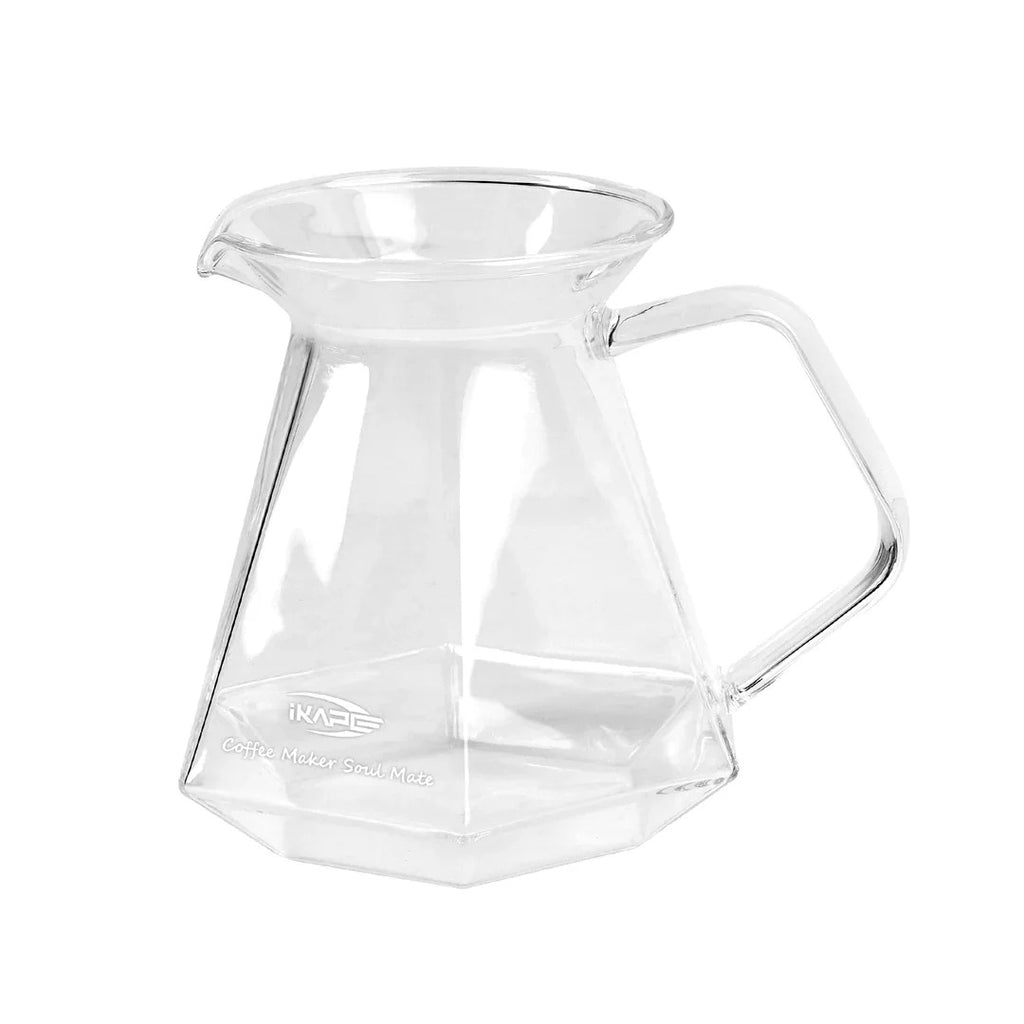 iKape borosilicate glass coffee server with diamond-pattern base