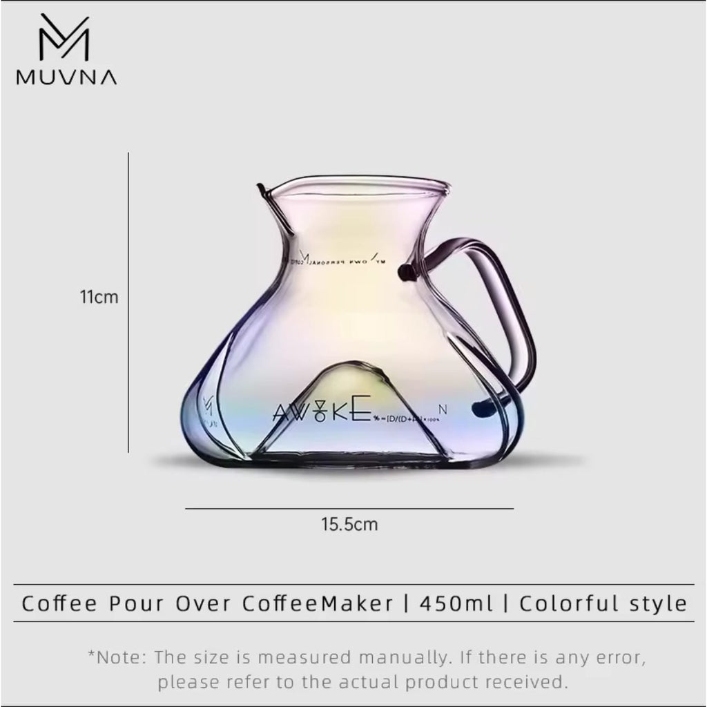 Muvna Tornado 450ml glass coffee server with spiral base