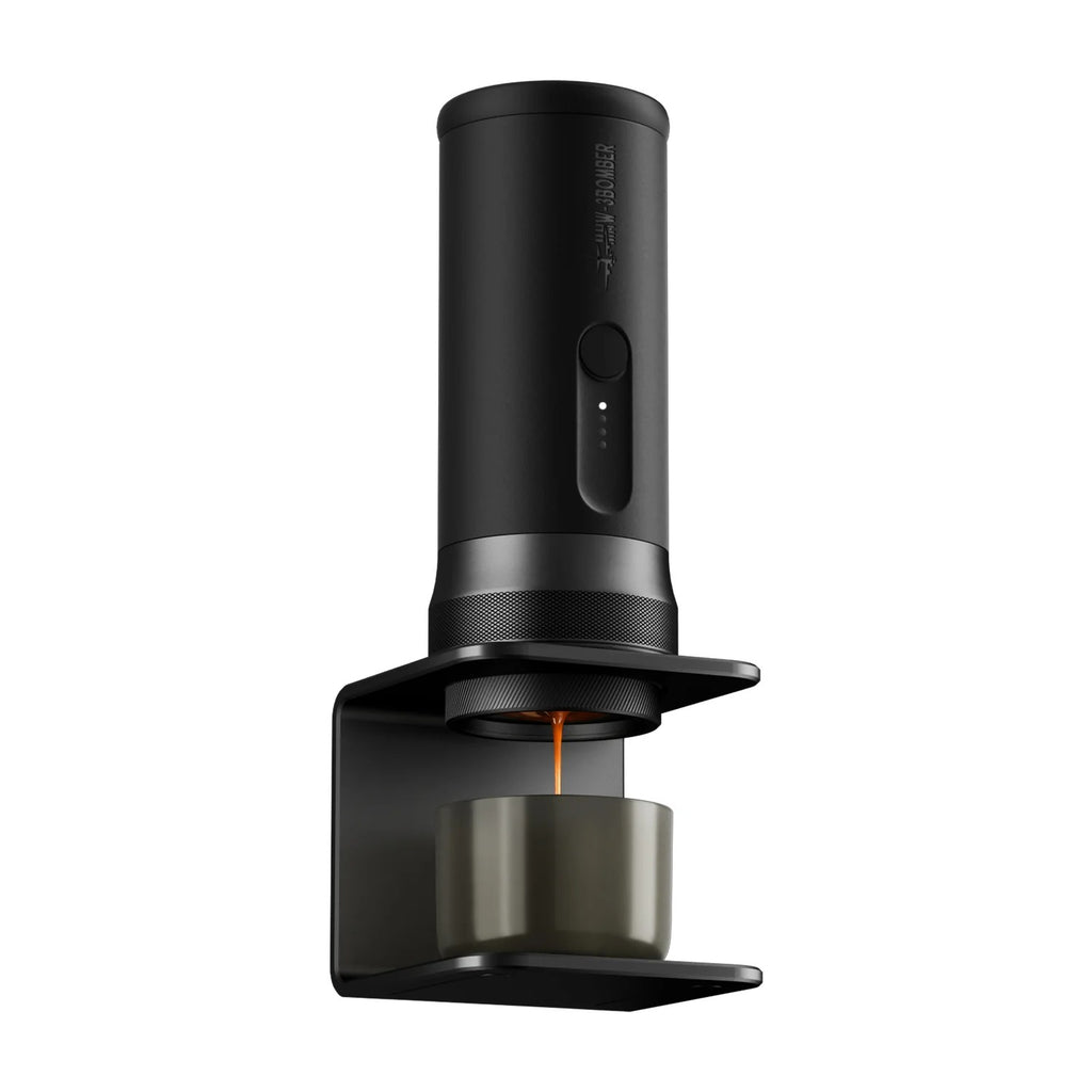 MHW-3Bomber X-press58 portable espresso machine extracting espresso into a cup