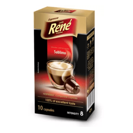 Order René - Sublimo Compatible By Nespresso - 10 Capsules best before 8\4\2024 for LE 150.00 at Coffee & Cream, All your coffee needs in one place. Shop Coffee, Beans, Ground Coffee, Instant Coffee, Creamers, Coffee Machines, Blenders, and more. 50+ Bran