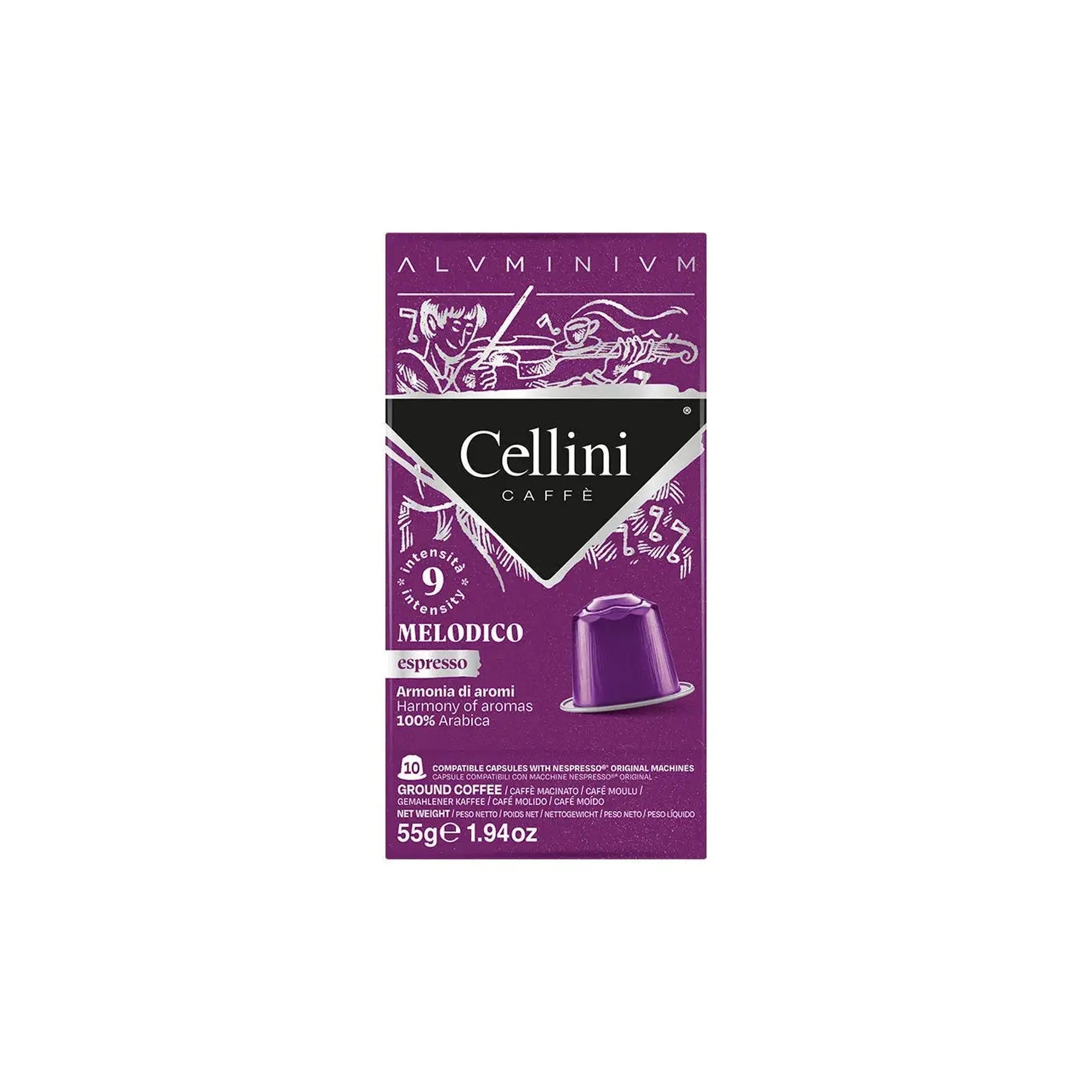 Cellini Caffe - Melodico Compatible by Nespresso - 10 Capsules at Coffee & Cream Egypt