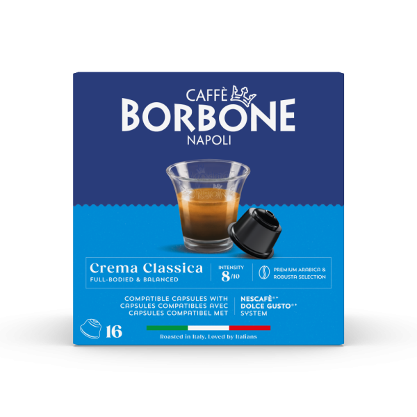 Caffe Borbone - Crema Classica  Capsules Compatible With Dolce Gusto 8/10 - 16 Capsules