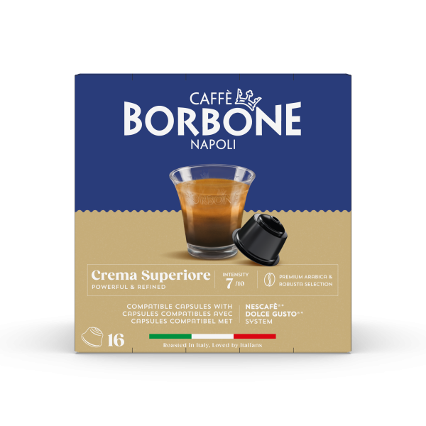 Caffe Borbone - Crema Superiore Capsules Compatible With Dolce Gusto 7/10 - 16 Capsules