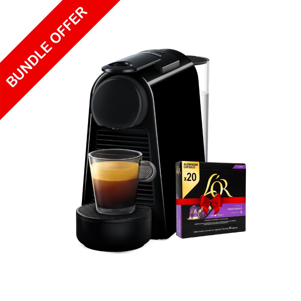 Essenza Mini Bundle - Essenza Mini Black - D30 + L'or Profondo Coffee Capsules - 20 Capsules