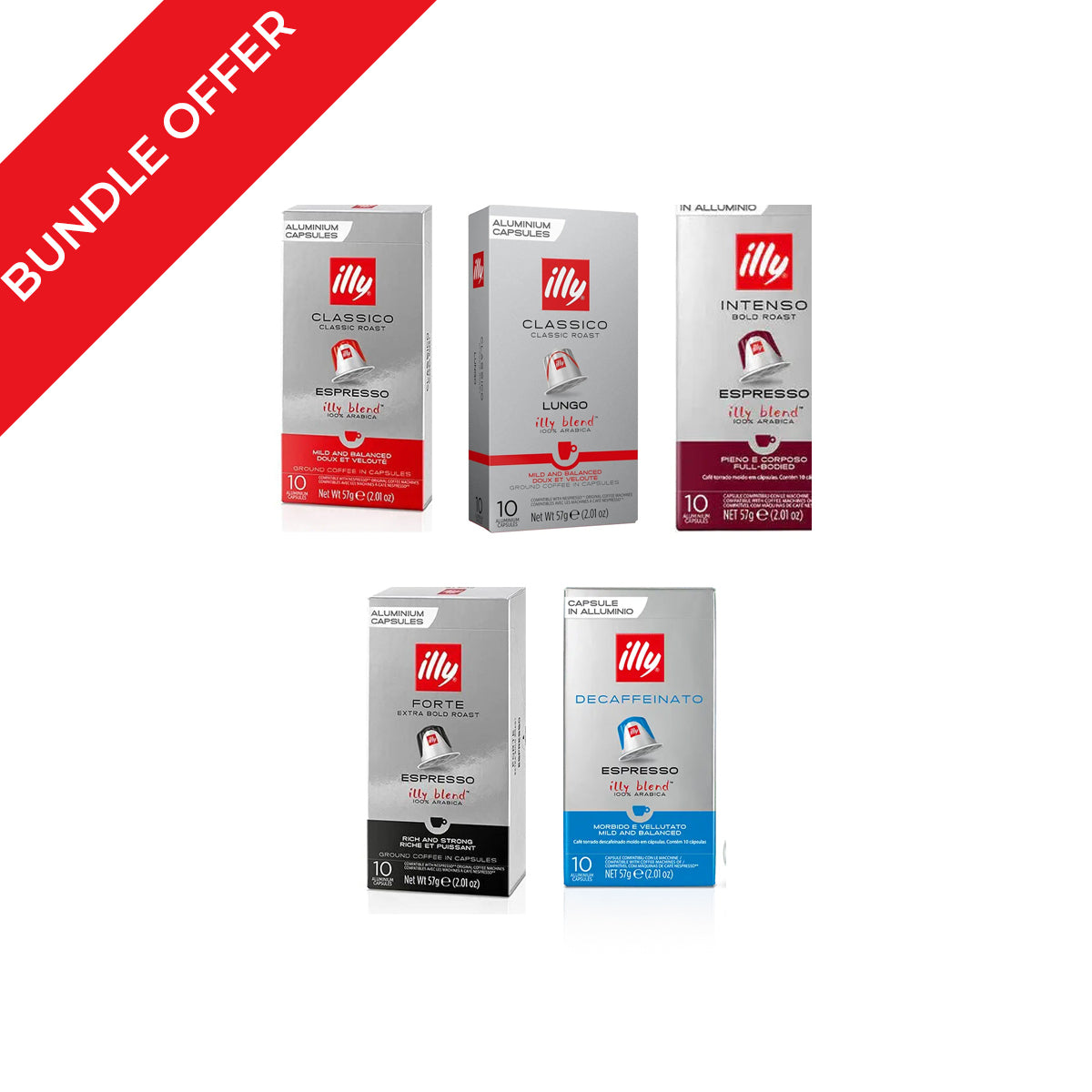 (50 Capsules) Illy Discovery Flight 5 Blends Bundle