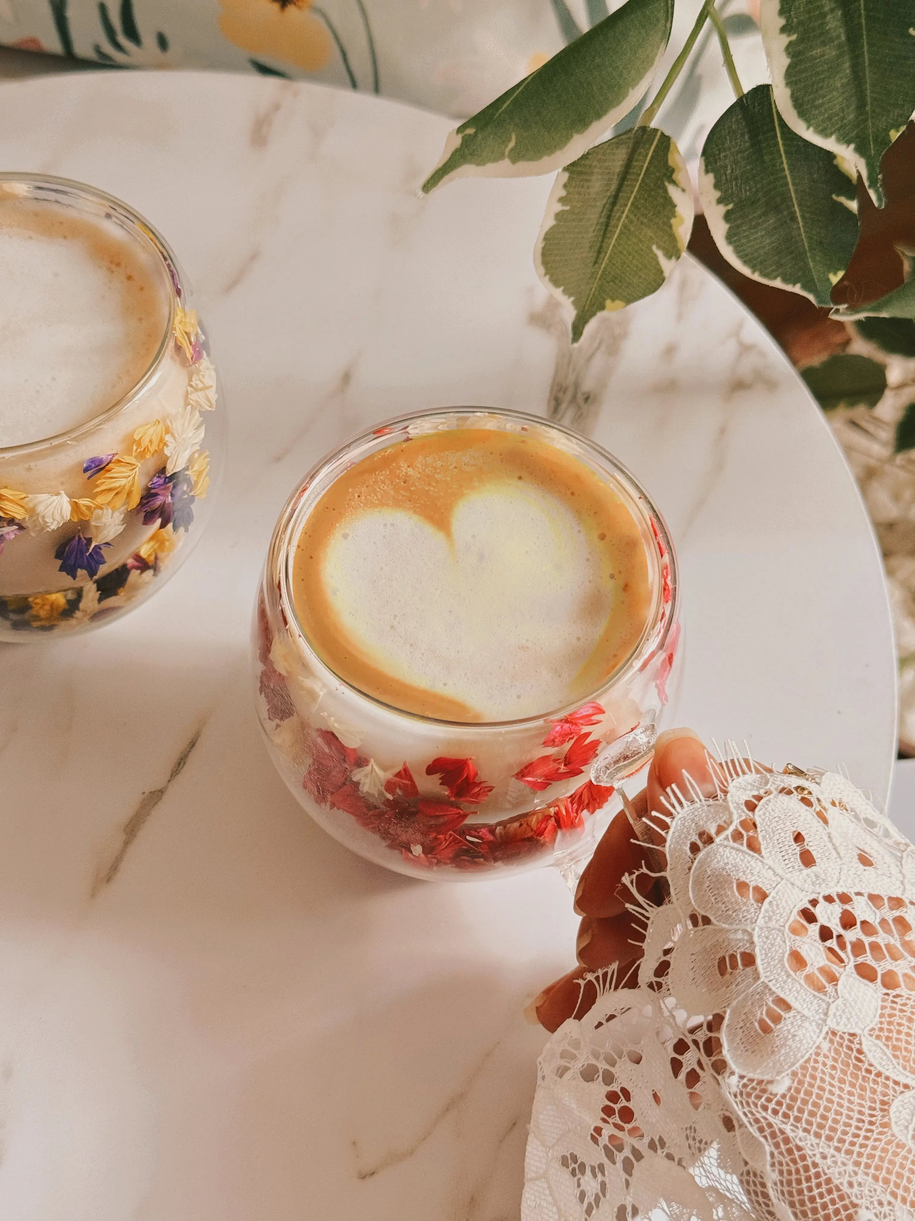Order Handmade Glass - Pink Bloom Mug for LE 320.00 at Coffee & Cream, All your coffee needs in one place. Shop Coffee, Beans, Ground Coffee, Instant Coffee, Creamers, Coffee Machines, Blenders, and more. 50+ Brands Monin, Lavazza, Starbucks, Nespresso, A