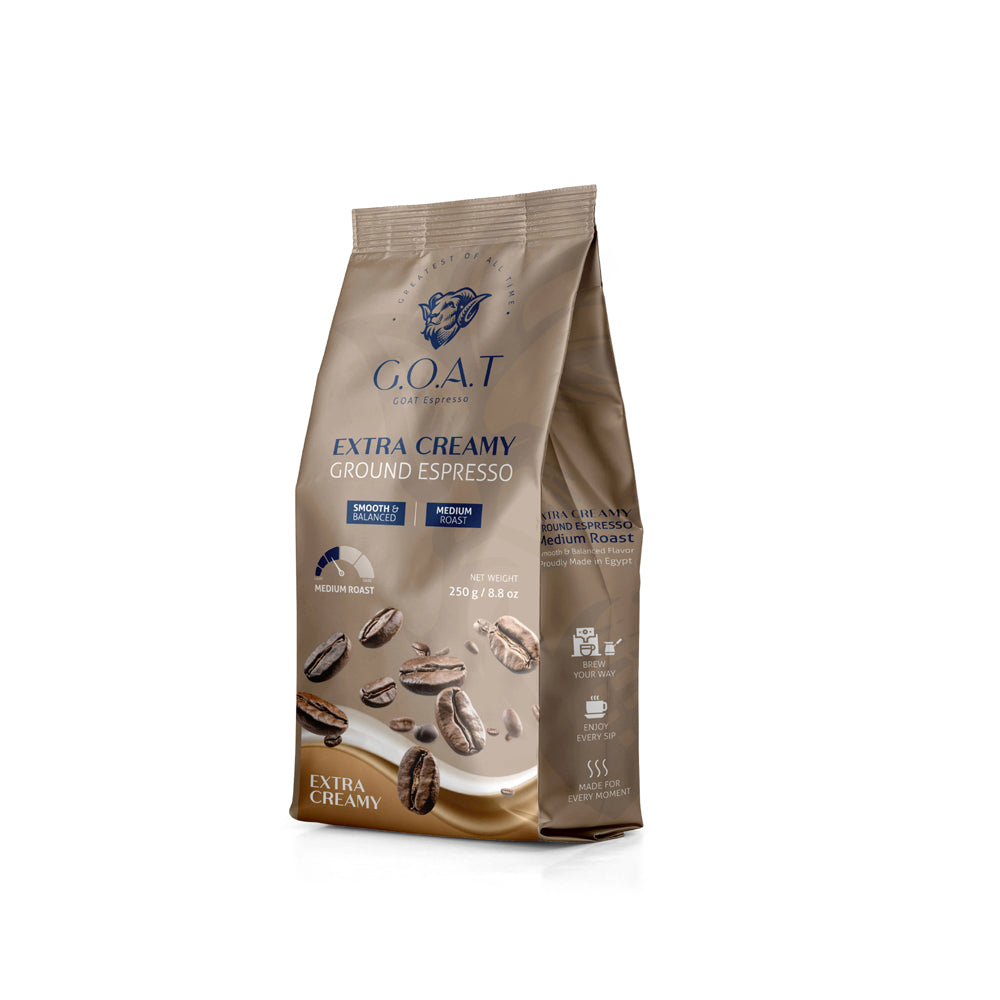 GOAT Extra Creamy Ground Espresso 250g front package