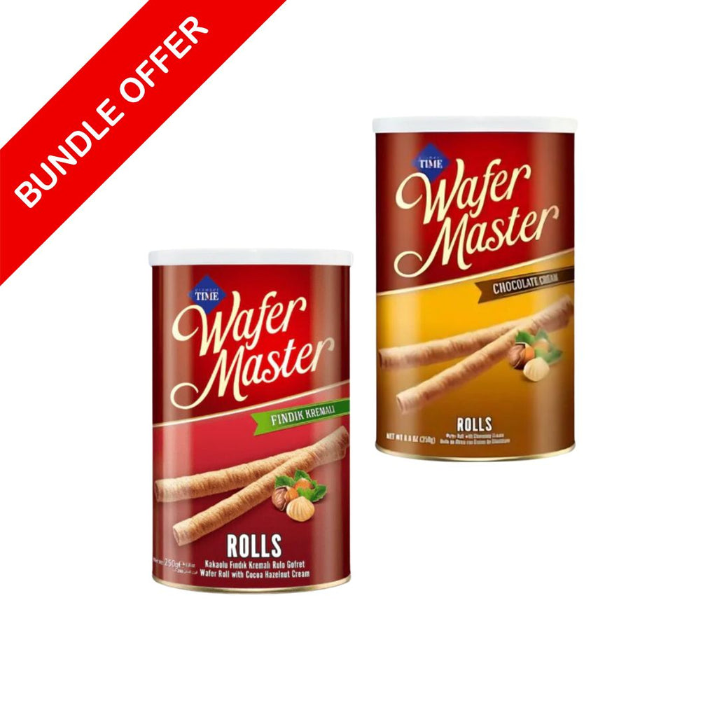 Time Wafer Master Hazelnut & Chocolate Rolls Bundle - 120g x2