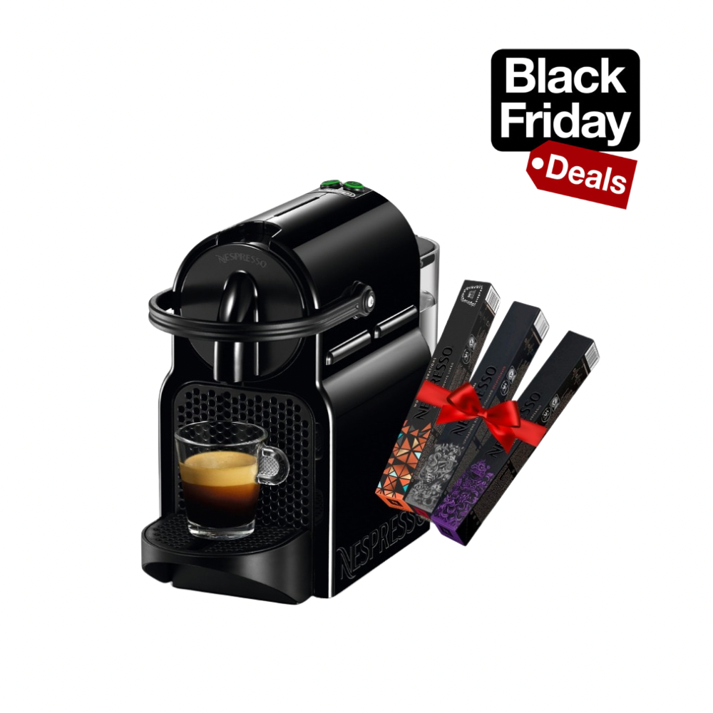 Nespresso - Inissia C40 Coffee Machine  Black + Free 30 Coffee Capsules by Nespresso