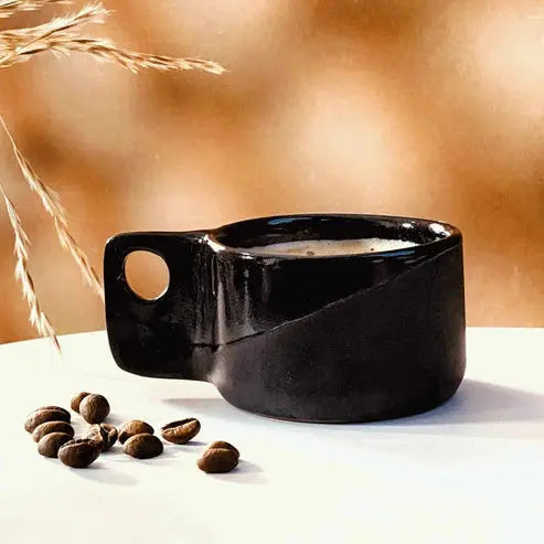 Order Handmade Pottery - Black Espresso Cup - 100 ml (Set of 2) for LE 430.00 at Coffee & Cream, All your coffee needs in one place. Shop Coffee, Beans, Ground Coffee, Instant Coffee, Creamers, Coffee Machines, Blenders, and more. 50+ Brands Monin, Lavazz