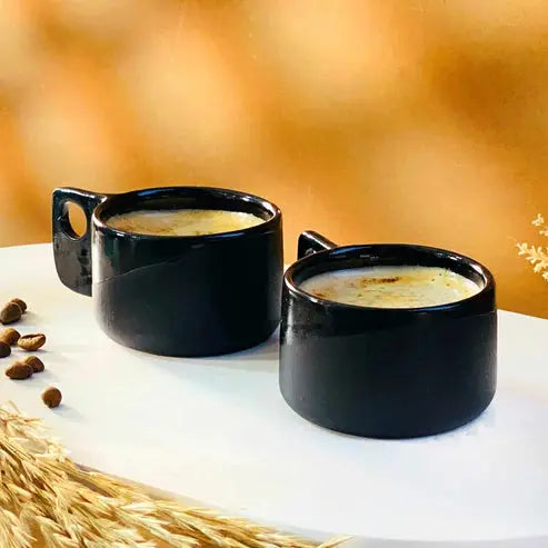 Happiness Handmade Pottery - Black & Brown Espresso Cup - 100 ml (Set of 2) at Coffee & Cream Egypt
