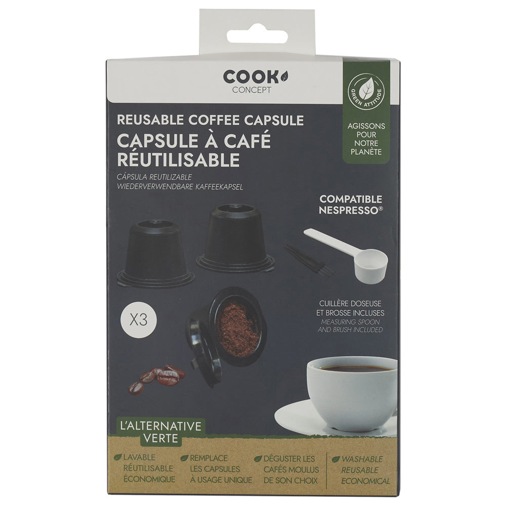 Cook Concept KA4556 reusable capsules for Nespresso set of three