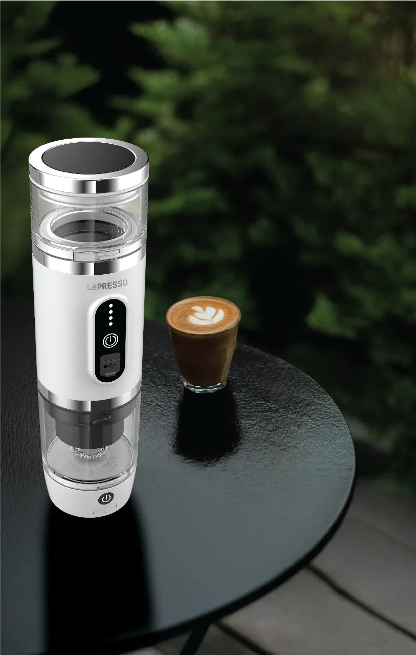 LePresso 4-in-1 Portable Coffee Machine with Milk Frother - white
