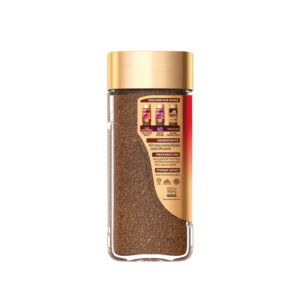 Order Nescafe Gold Decaf Coffee - 100g for LE 325.00 at Coffee & Cream, All your coffee needs in one place. Shop Coffee, Beans, Ground Coffee, Instant Coffee, Creamers, Coffee Machines, Blenders, Coffee and more. 50+ Brands Monin, Lavazza, Starbucks, Nesp