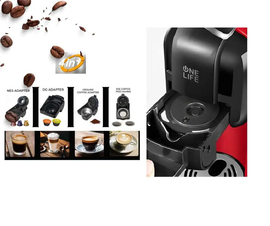 Order One life - Espresso Machine Multi Capsule Coffee Maker 4 in 1 ES90R/B ( With warranty) for LE 8499.00 at Coffee & Cream, All your coffee needs in one place. Shop Coffee, Beans, Ground Coffee, Instant Coffee, Creamers, Coffee Machines, Blenders, and