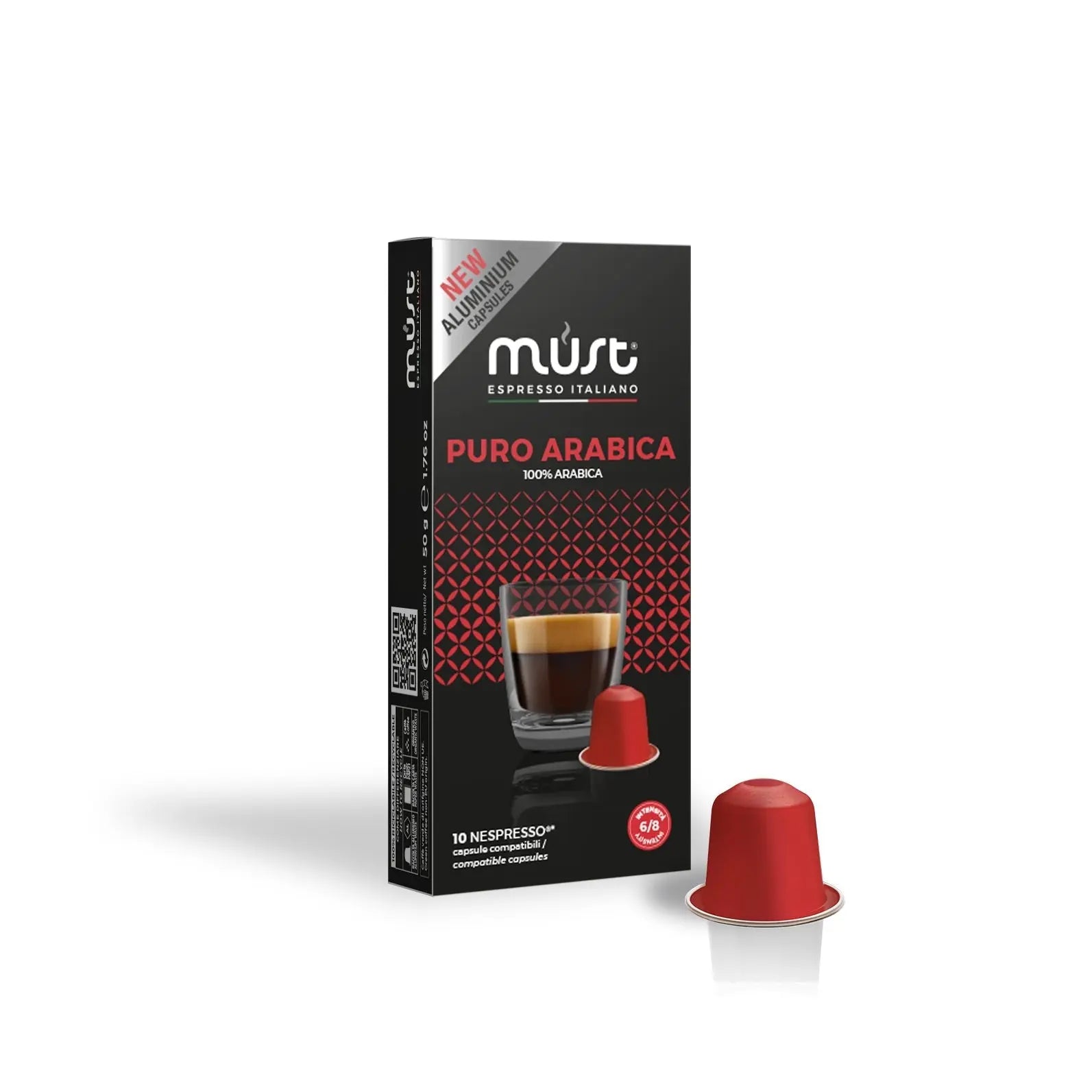 MUST - Puro Arabica Espresso Arabica compatible by Nespresso - Aluminum Capsules - 10 Capsules at Coffee & Cream Egypt