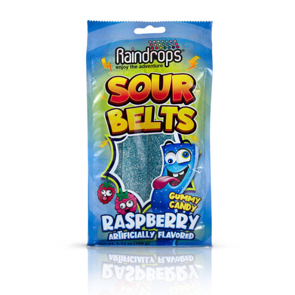 Raindrops - Sour Belts Raspberry Flavor - 100g  best before 7/2024