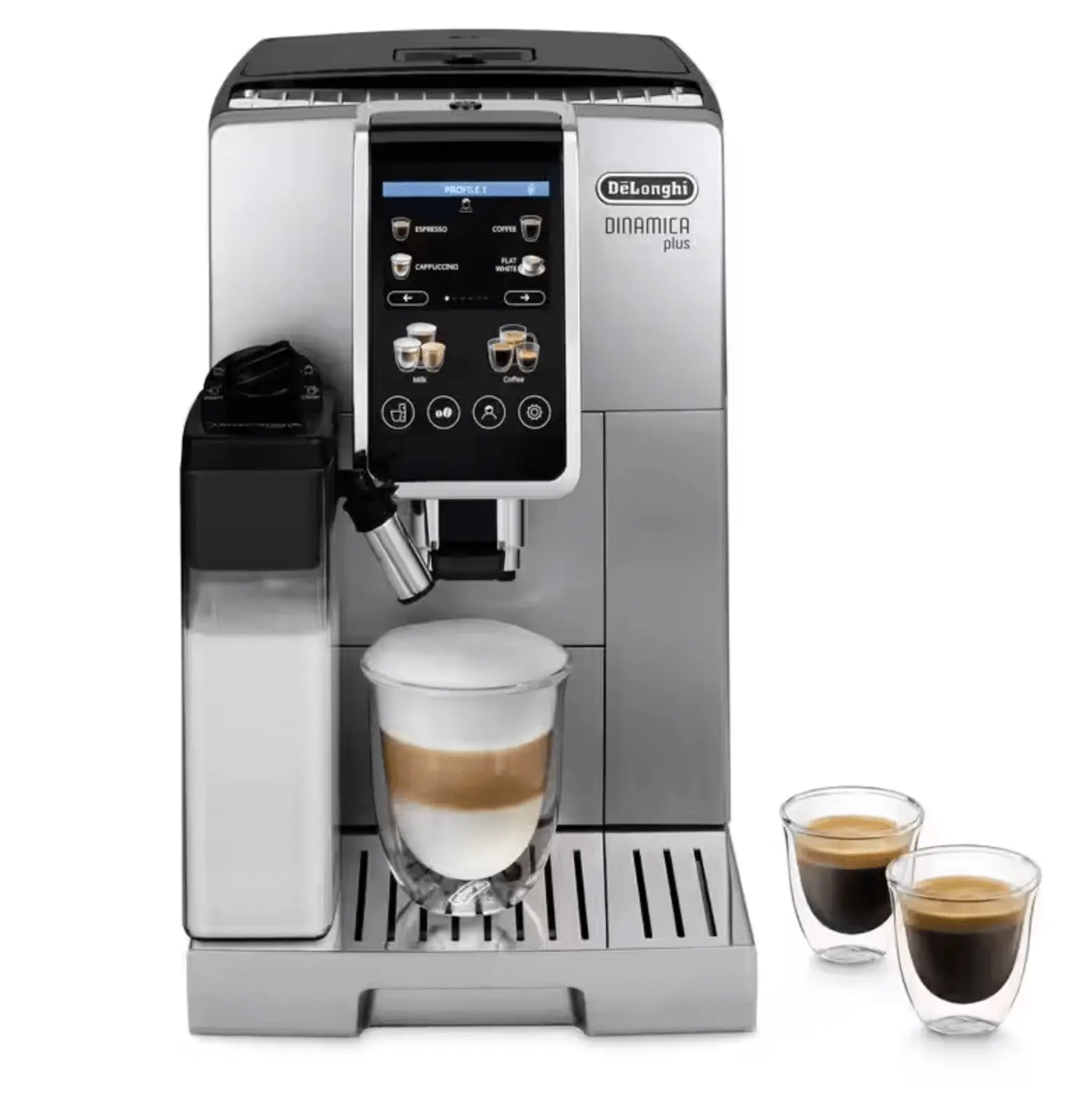 Order De'Longhi Dinamica Plus ECAM382.70.B Automatic Coffee Maker for Coffee Beans, Cappuccino Machine with LatteCrema Hot Espresso Machine, Cup with 18 Recipes, TFT Display 8.9 cm (3.5 Inches) 1450 W, for LE 68850.00 at Coffee & Cream, All your coffee ne