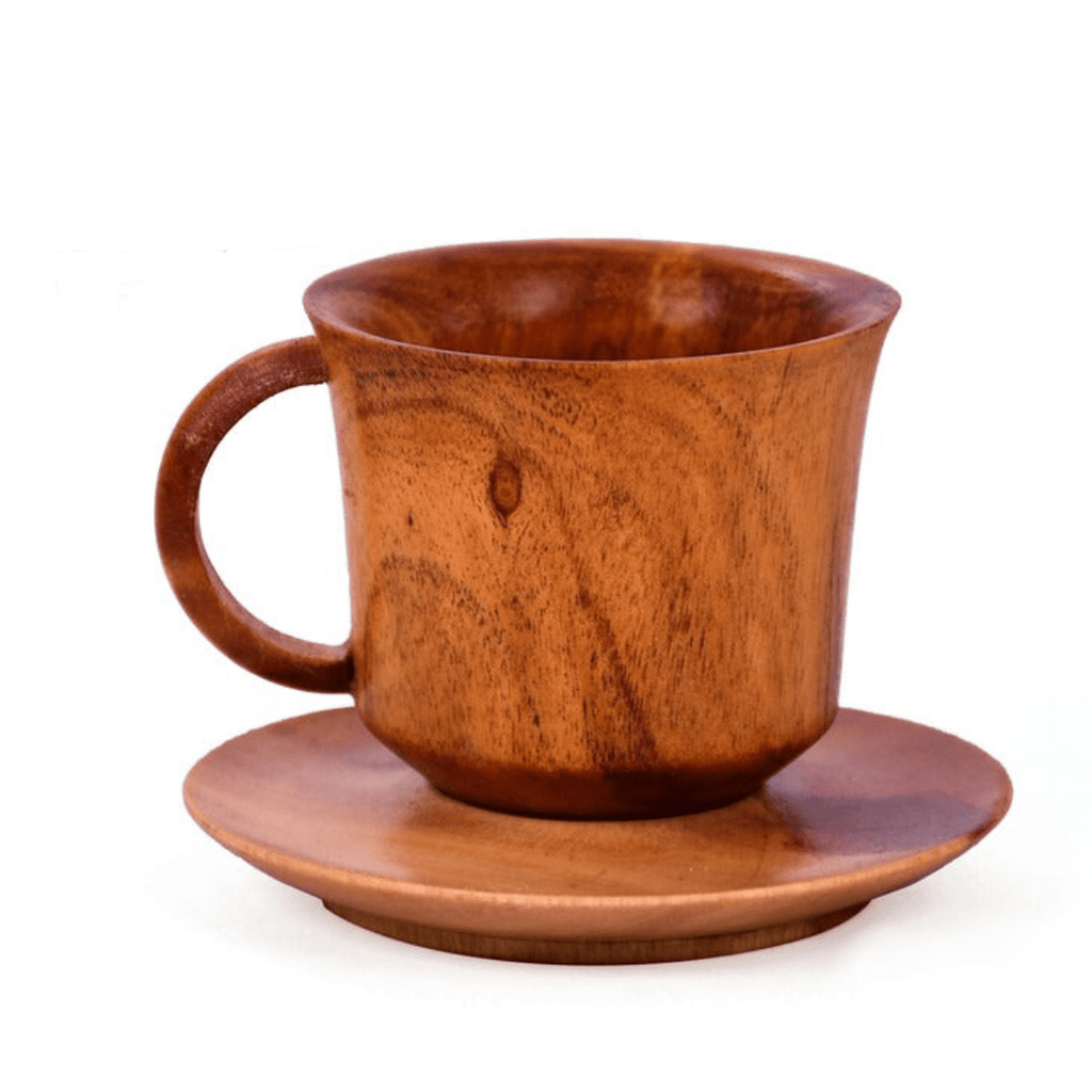 KGA - Handmade-Wooden Cup Of Tea with Plate