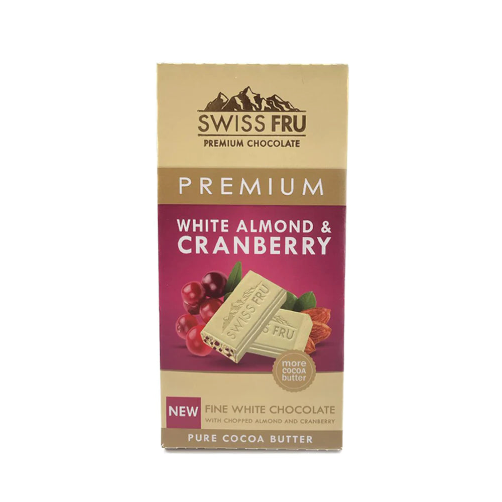 Swiss Fru - Premium White Chocolate With Almond And Cranberry - 80g