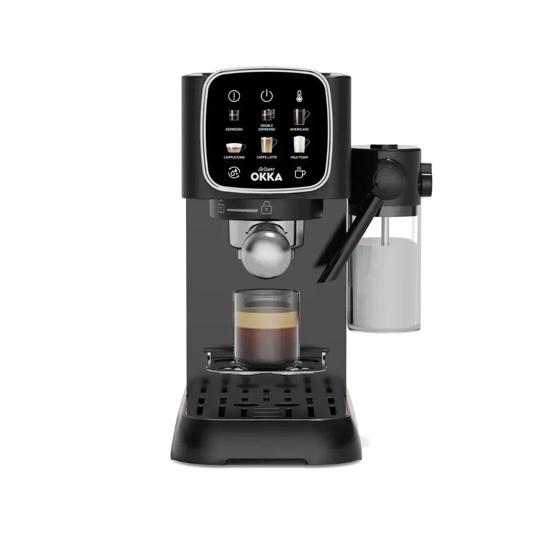 Order Arzum OKKA Solo M Semi Automatic Espresso Machine - OK0032-0500 - Black & Chrome (1 YEAR WARRANTY) for LE 13999.00 at Coffee & Cream, All your coffee needs in one place. Shop Coffee, Beans, Ground Coffee, Instant Coffee, Creamers, Coffee Machines, B