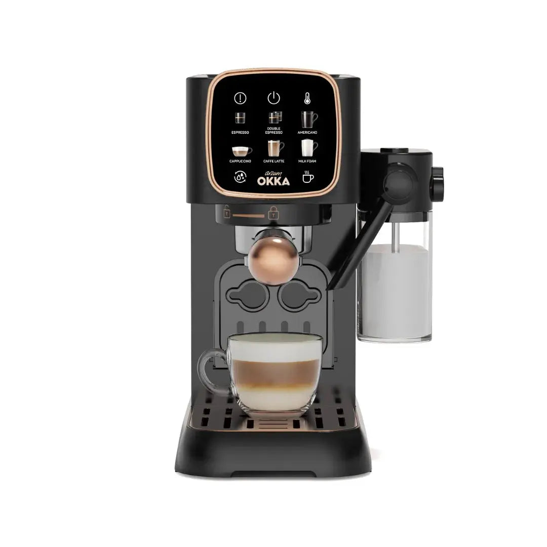Order Arzum OKKA Solo M Semi Automatic Espresso Machine - OK0032-0400 - Black & Copper (1 YEAR WARRANTY) for LE 13900.00 at Coffee & Cream, All your coffee needs in one place. Shop Coffee, Beans, Ground Coffee, Instant Coffee, Creamers, Coffee Machines, B