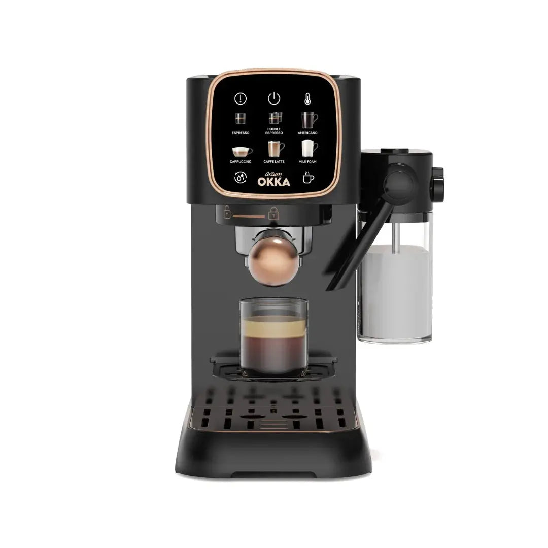 Order Arzum OKKA Solo M Semi Automatic Espresso Machine - OK0032-0400 - Black & Copper (1 YEAR WARRANTY) for LE 13900.00 at Coffee & Cream, All your coffee needs in one place. Shop Coffee, Beans, Ground Coffee, Instant Coffee, Creamers, Coffee Machines, B