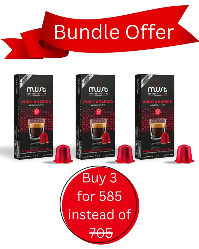(30 Capsules) MUST - 100 % Pure Arabica by Nespresso -10 Capsules X3 - Bundle Coffee & Cream
